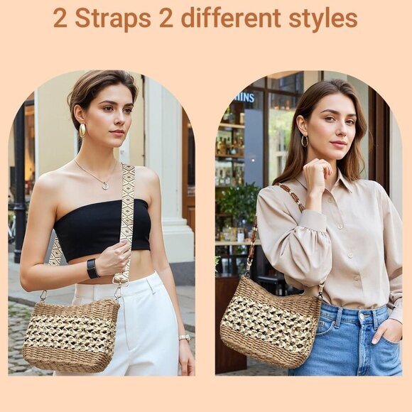 Small Handmade Straw Pocketbook Crossbody Bag for Women, Summer Chic Woven Handb - Picture 2 of 8